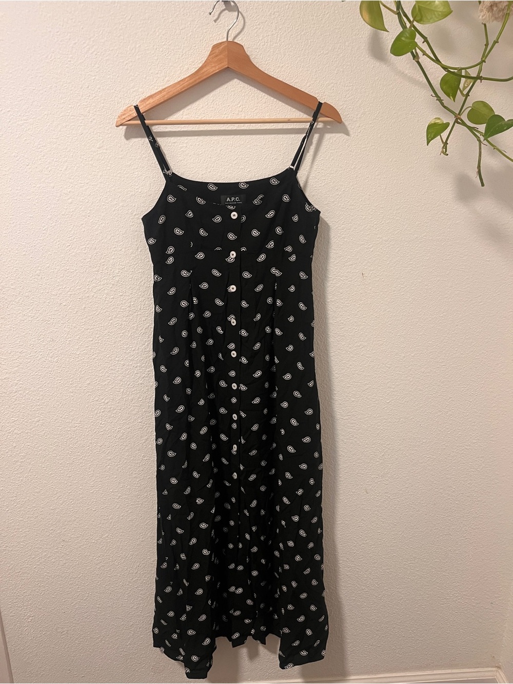 A.P.C. Black Paisley Midi Slip Dress